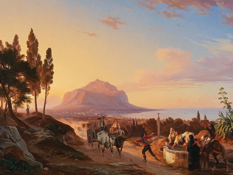 1799-Carl Wilhelm Götzloff - Vista di Palermo e del Monte Pellegrino (1860)
